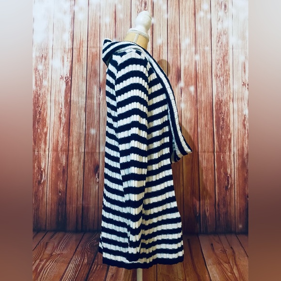Women’s 2X Sweater Ashley Stewart Blue White Striped Draped Cowl Neck Soft Knit - Picture 5 of 11